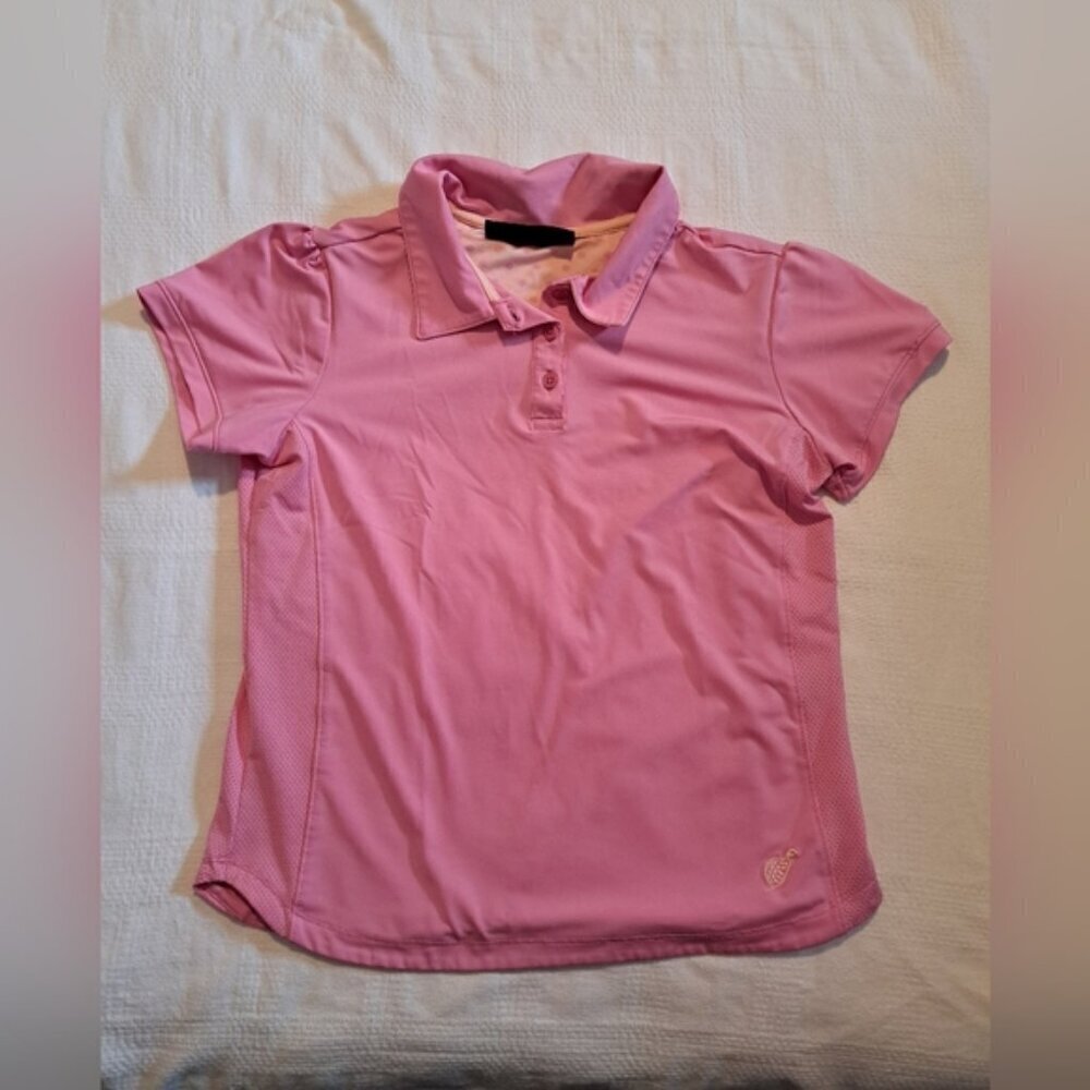 Turtles & Tees girls size XL pink & peach polo shirt VGUC